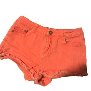 Colour Red Jean Shorts